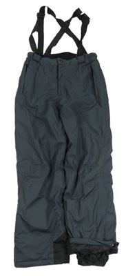 Tmavošedé šusťákové funkční oteplovačky s odepínacími kšandami Alive 