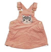 Světlerůžová manšestrová laclová sukně s leopardem Smile