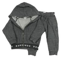 2set - Tmavošedá propínací mikina s kapucí + tepláky Bonds 