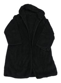 Čierny chlpatý župan s kapucňou Shein