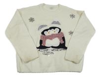 Smotanový sveter s tučňáky F&F