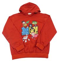 Červená mikina s potiskem a kapucí Thombase