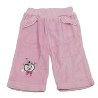 Ružové zamatové tepláky s tučňákem Ergee