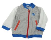 Šedo-bílá propínací mikina s logem Adidas