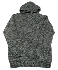 Černo-bílý melírovaný svetr s kapucí F&F