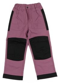 Ružovo-čierne plátenné nohavice Lupilu