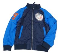 Tmavomodro-modrá šusťáková sportovní bunda H&M