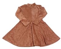 Růžové sametové žebrované šaty Hema