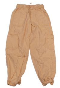 Oranžové cargo kalhoty s kapsami Primark 