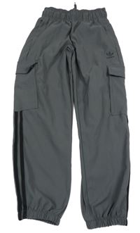 Šedé šusťákové cargo cuff kalhoty Adidas
