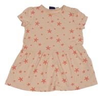 Broskvové bavlnené šaty s hviezdičkami Lupilu