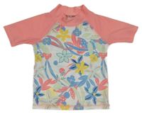 Ružovo-biele kvetované UV tričko Kuniboo