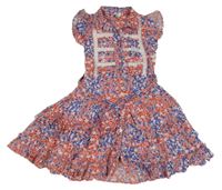 Svetloružové kvetované košeľové vrstené šaty s opaskom River Island