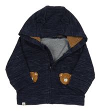 Tmavomodrá propínací mikina s medvídky a kapucí Mayoral