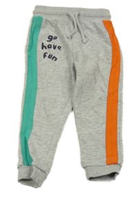 Šedé melírované tepláky s proužky a nápisem George 