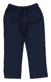 Tmavomodro-modré kostkované kalhoty Next 