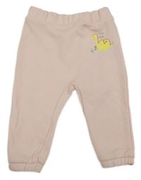 Svetloružové tepláky s dinosaurom