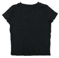 Černé žebrované crop tričko H&M