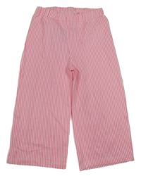 Neónově ružovo-biele pruhované culottes nohavice Primark