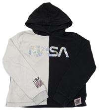 Černo-smetanová crop mikina Nasa s kapucňou C&A
