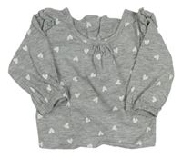 Sivé melírované tričko so srdiečkami a volánikmi Matalan