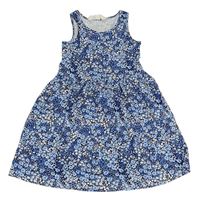 Tmavomodro-modro-svetlomodré kvetované šaty PRIMARK