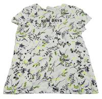 Biele tričko s nápismi a větvičkami zn. H&M
