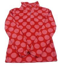 Červeno-ružová bodkovaná á fleecová funkčná mikina TCM