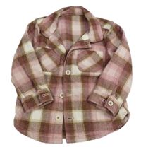 Svetloružová -smetanovo-hnedo-staroružová kockovaná košeľová bunda zn. George