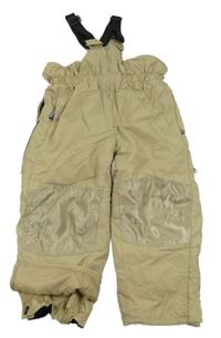 Béžové šusťákové zimní oteplovačky s odepínacími kšandami