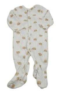 Biely zamatový overal s medvedíkmi