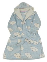 Světlemodrý plyšový župan s obláčky a kapucí George
