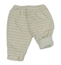 Béžovo-biele pruhované zamatové zateplené tepláky C&A