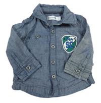 Modrá plátenná košeľová bunda s nášivkou a číslom noppies