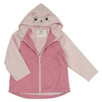 Ružovo-svetloružová nepromokavá jarná bunda s kapucí - mačička INFINITY KIDS