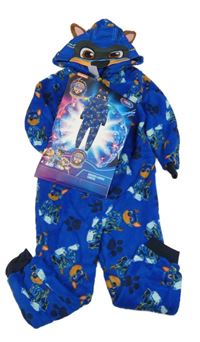 Nové - safírovo-černá plyšová kombinéza s PAW PATROL - Chase a kapucí Nickelodeon