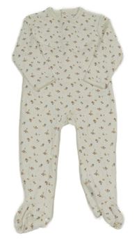 Bílý sametový overal s kytičkami KIABI