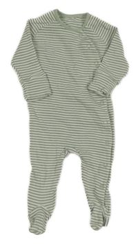 Olivovo-bílý pruhovaný žebrovaný overal Matalan