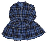 Modro-černo-světlerůžové kostkované propínací košilové šaty George