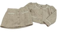 2Set - Béžové vzorované podšité bolérko + sukňa s gombíkmi Le Chic