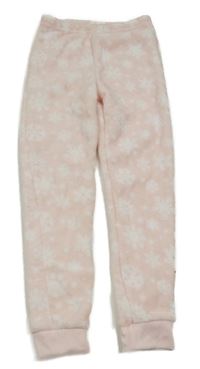 Světlerůžové plyšové pyžamové kalhoty s vločkami little kids