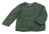 Khaki huňatá podšitá mikina s vreckom Ergee