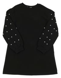 Čierne šaty s perlami SHEIN