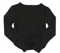 Čierne crop tričko s nařasením