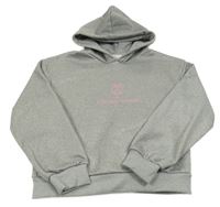 Sivá melírovaná tepláková crop mikina s logom a kapucňou Christian Lacroix