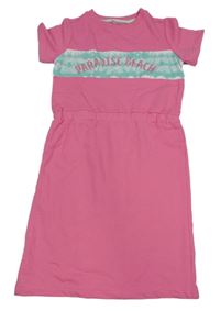 Ružové teplákové šaty s batikovaným vzorom a nápisom YOUNG IDOLS