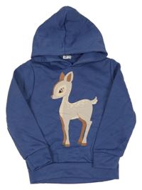 Tmavomodrá tepláková mikina so srnkou a kapucňou PEPCO