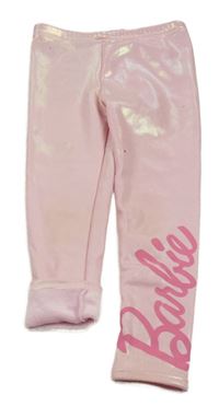 Svetloružové metalické teplákové teplákové legíny s logem - Barbie PRIMARK