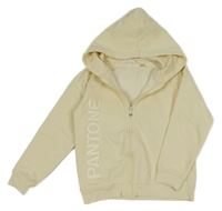 Smetanová propínací mikina s nápisem a kapucí H&M