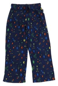 Tmavomodré fleecové domáceé nohavice so stromčekmi 